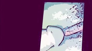Can’t resist playing while cartoon wife taking huge cock ????????