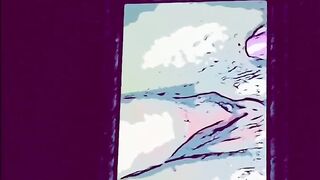 Can’t resist playing while cartoon wife taking huge cock ????????