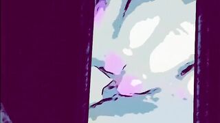 Can’t resist playing while cartoon wife taking huge cock ????????