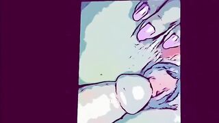 Can’t resist playing while cartoon wife taking huge cock ????????