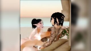Getting my big tits fucked on the beach