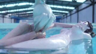 Animation futa sex in the water - shy dickgirl gently fucks a woman