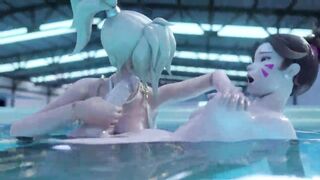Animation futa sex in the water - shy dickgirl gently fucks a woman
