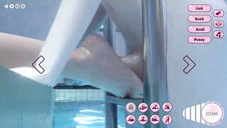 3D animated futa sex in pool, where lustful girl sucking dickgirl's cock and fucking