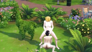 SIMS 4 - MATURE BLONDE GETS PUSSY ATE AND FUCKS CHUBBY BLACK HAIRED LADY IN PUBLIC