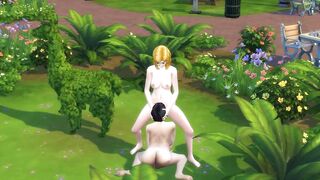 SIMS 4 - MATURE BLONDE GETS PUSSY ATE AND FUCKS CHUBBY BLACK HAIRED LADY IN PUBLIC