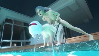Animated futa sex underwater - 3d futanari lesbian wet sex