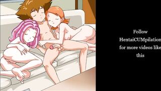 Digimon (Tai Mimi and Sora Adults Porn Parody) - Movie night at Tai's (Hard Sex) (Anime Hentai)