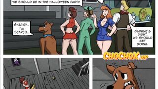 Scooby-Doo Halloween Night Velma and Daphne Orgy Porn Comic, Cartoon Parody