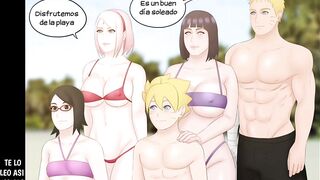 Doble mamada en la playa - Naruto , Hinata and Sakura "BEACH DAY" ????