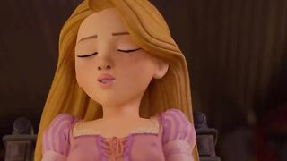 Rapunzel sees cock and tries footjob [Animation]
