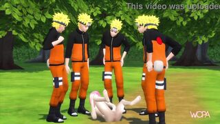 NARUTO UZUMAKI uses JUTSU SHADOW CLONE and fucks SAKURA HARUNO
