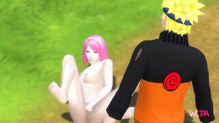 NARUTO UZUMAKI uses JUTSU SHADOW CLONE and fucks SAKURA HARUNO
