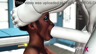 A hot black girl needs a huge cyborg cock in her ass