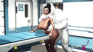 A hot black girl needs a huge cyborg cock in her ass