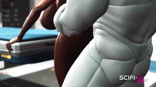 A hot black girl needs a huge cyborg cock in her ass