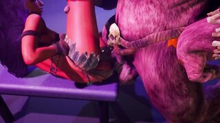 Furry monster with a huge horsecock | put a dildo on the table