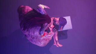 Furry monster with a huge horsecock | put a dildo on the table