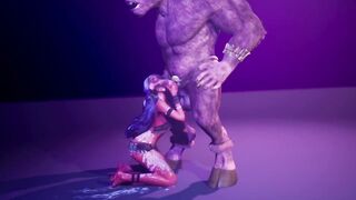 Furry monster with a huge horsecock | put a dildo on the table