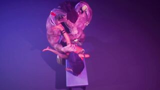 Furry monster with a huge horsecock | put a dildo on the table