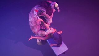 Furry monster with a huge horsecock | put a dildo on the table