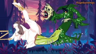 Cartoon monster with huge cock fucks with BDSM mood