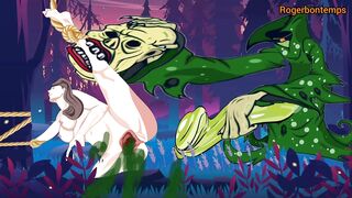 Cartoon monster with huge cock fucks with BDSM mood