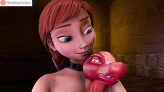 Elsa and Anna Fuck with Monster Dragon
