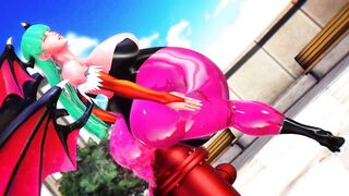Morrigan Aensland Water Filling With a Hydrant | Imbapovi
