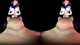 Japanese big boob hentai schoolgirl uncensored make handjob with two hands - VR180