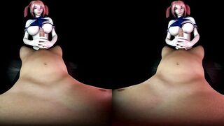 Japanese big boob hentai schoolgirl uncensored make handjob with two hands - VR180