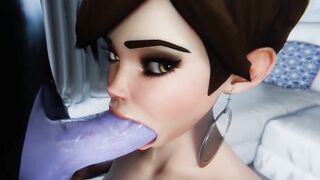 (part1/2) Futa Widowmaker Fucks Tracer & Blowjob (Overwatch Porn , Futanari , Dickgirl , Deepthroat)