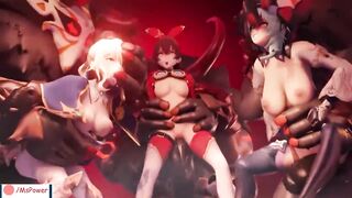 Eula Jean and Amber get a Hardcore sex session with monsters