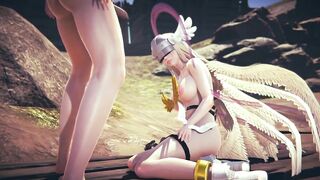 Angewomon Deepthroat Blowjob | Digimon Hentai Parody