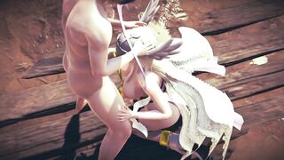 Angewomon Deepthroat Blowjob | Digimon Hentai Parody