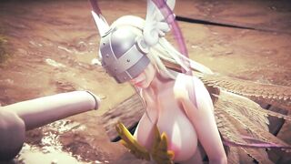 Angewomon Deepthroat Blowjob | Digimon Hentai Parody