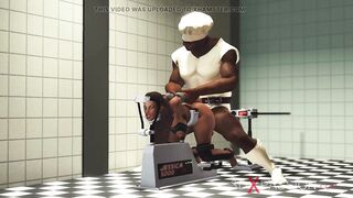 A sexy busty ebony gets fucked hard by a big black cock. Jessica 5000 in action