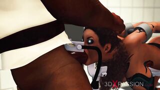 A sexy busty ebony gets fucked hard by a big black cock. Jessica 5000 in action