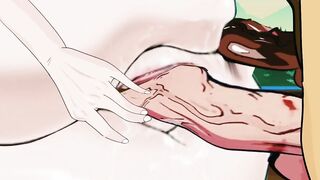 Interracial threesome double penetration with huge creampie cartoon porn