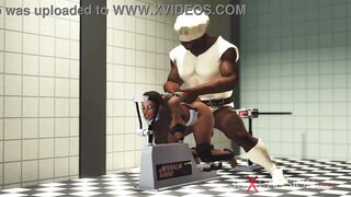 A sexy busty ebony gets fucked hard by a BBС. Jessica 5000 in action