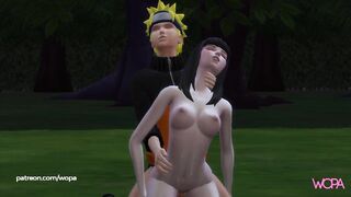 Naruto having sex with Hinata in the middle of the forest