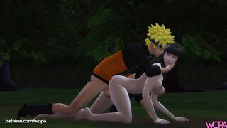 Naruto having sex with Hinata in the middle of the forest