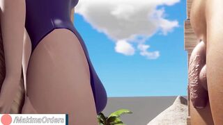 Futanari Ashe and Pharah Fucked Huge Cock at the Beach