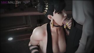 Chun-Li Rich Deep Blowjob, I cum on Chun-Li's rich tits (Street Fighter 3D Hentai)by MagMallow
