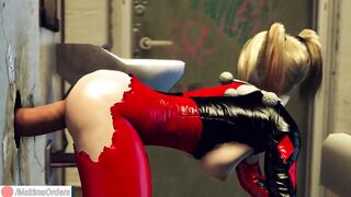 Harley Quinn Glory Holl Rough Fucked with Huge Cock Until Creampie