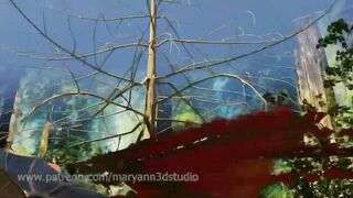 Sexy Futanari Cassie pissing in the forest and singing the funny song Disney