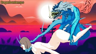 Hentai hard sex Ocean Monster with two dicks cartoon monster