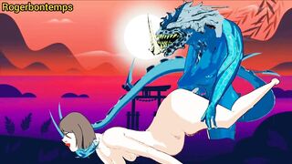 Hentai hard sex Ocean Monster with two dicks cartoon monster