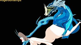 Hentai hard sex Ocean Monster with two dicks cartoon monster