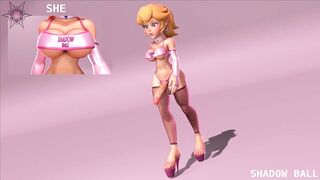 3D Futanari beautiful blond Princess Big Dick walking by Shadow Ball